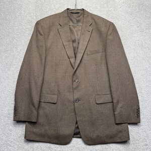Joseph & Feiss Blazer Mens 44L Brown Houndstooth 2 Button Sport Coat Rayon Blend